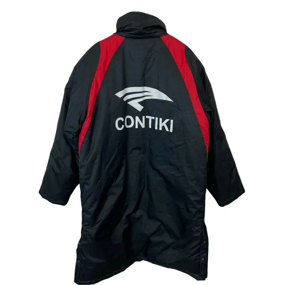 90s Puffer Coat Contiki Long Jacket Retro Stripe Men's XL Women's 1X Retro